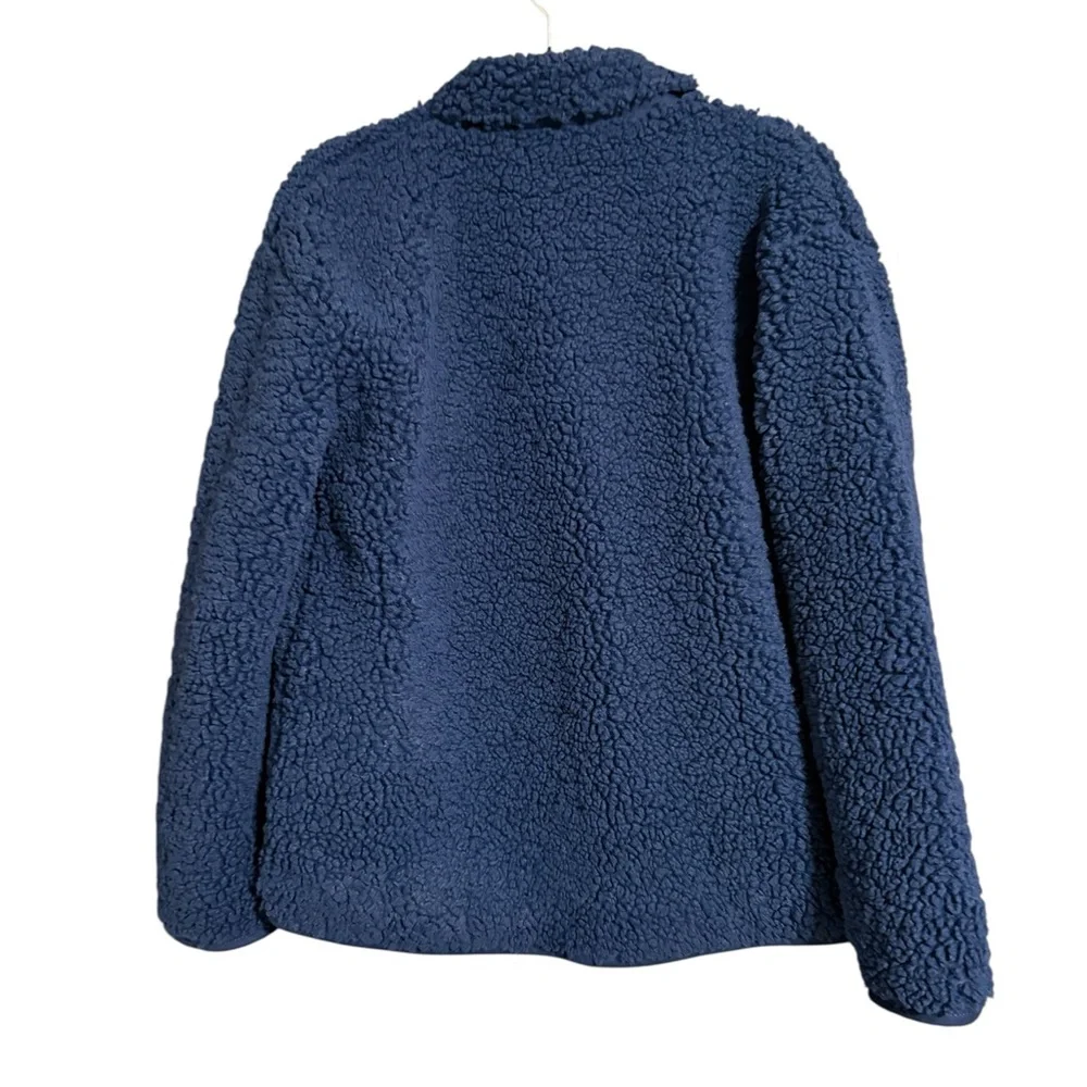 J. Crew Sherpa Fleece Jacket XS Blue Button Front Cozy Teddy Coat